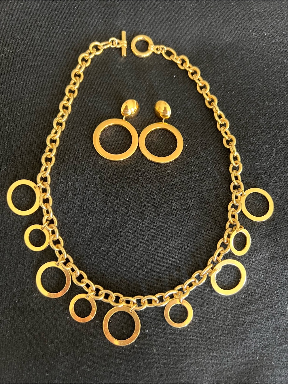 Gold Hoop Drop Earrings and Necklace-Classic Women's Jewelry
